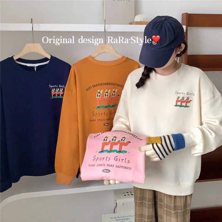 【RARA】Cartoon Print Lazy Casual Sweater 30373# LSL