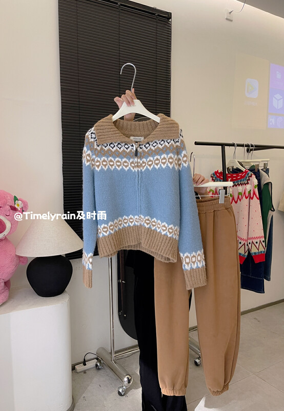[Timely rain] Korean style ins retro high waist slim plus velvet casual pants 12758# WPL