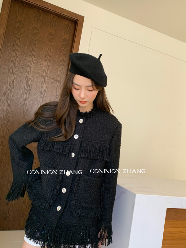 【CZ ZHANG】High-end design tweed single-breasted fringed suit 82165# JHY
