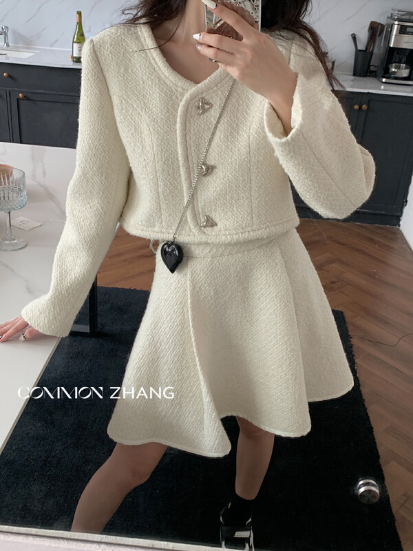 【CZ ZHANG】Fashion Simple High Waist Covering Hip A-Line Skirt 82201-1# JHY