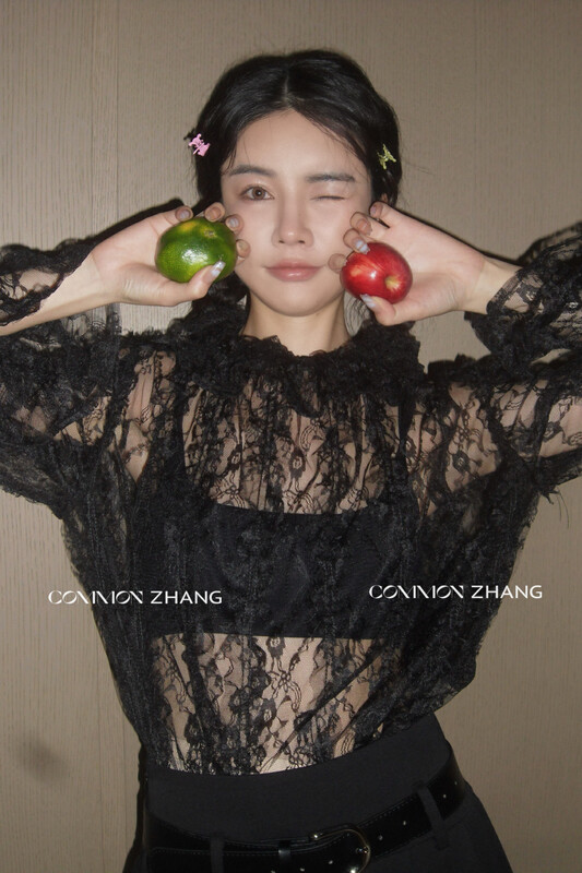 【CZ ZHANG】Pure desire perspective pullover horn sleeve sweet girl lace shirt 82393# JHY
