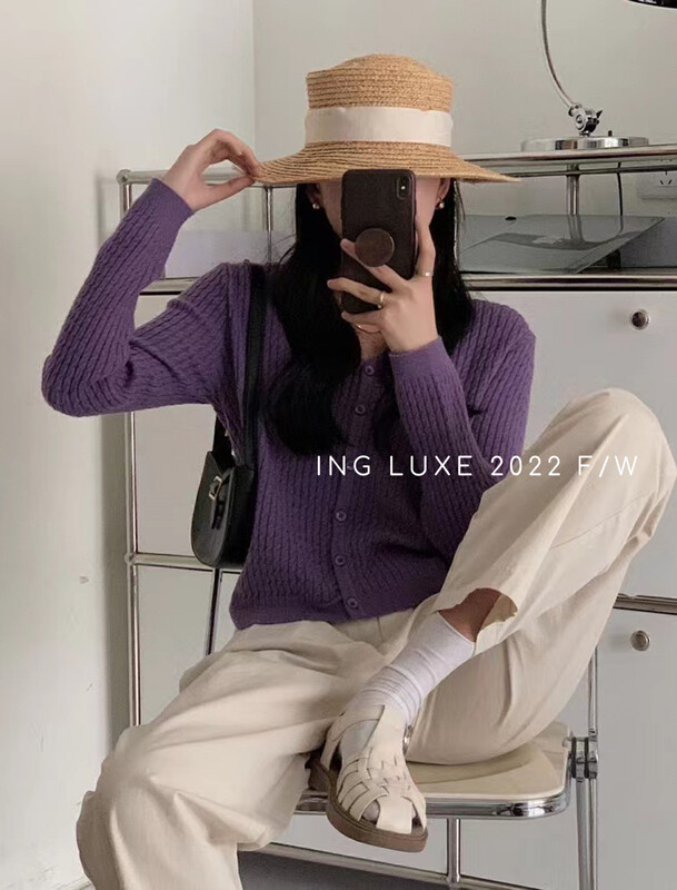 [ING] Twist Slim Slim Short Soft Waxy Knit Sweater w3856