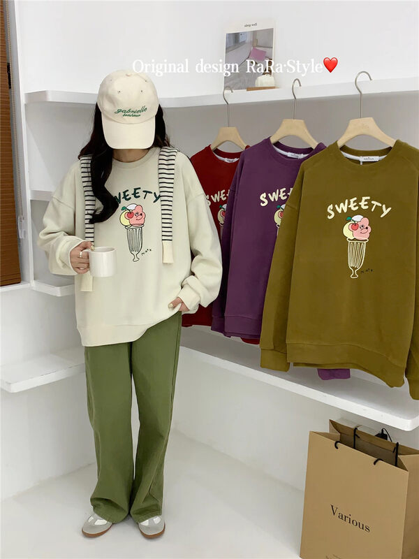 [RARA] Letter Print Loose Retro Sweater 5657# LSL