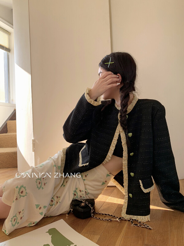 【CZ ZHANG】Western style love button small fragrance tweed jacket suit 82108# JHY