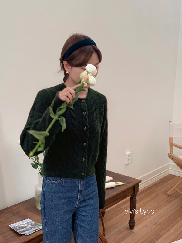 New in autumn! [VIVIS TYPE] Korean version of the round neck twist cardigan warm sweater YS1-9108# HJY