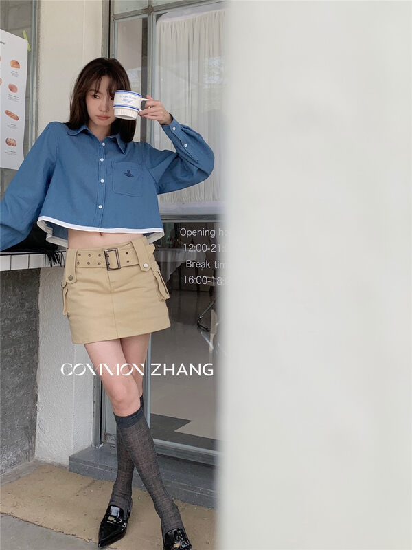 【CZ ZHANG】Tooling pocket hot girl skirt (with belt) 82230