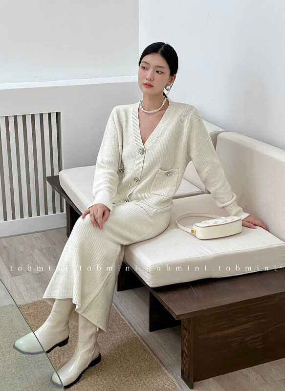 Autumn is new! [TABMINI] Korean version of long-sleeved jacket + high-waisted slim skirt suit Q15233# WPL