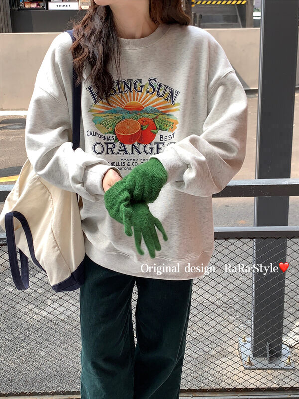 [RARA] Letter Print Loose Retro Casual Sweater 79350# LSL