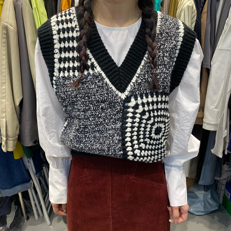 【TRUSTME】Vintage wool knitted vest 40159