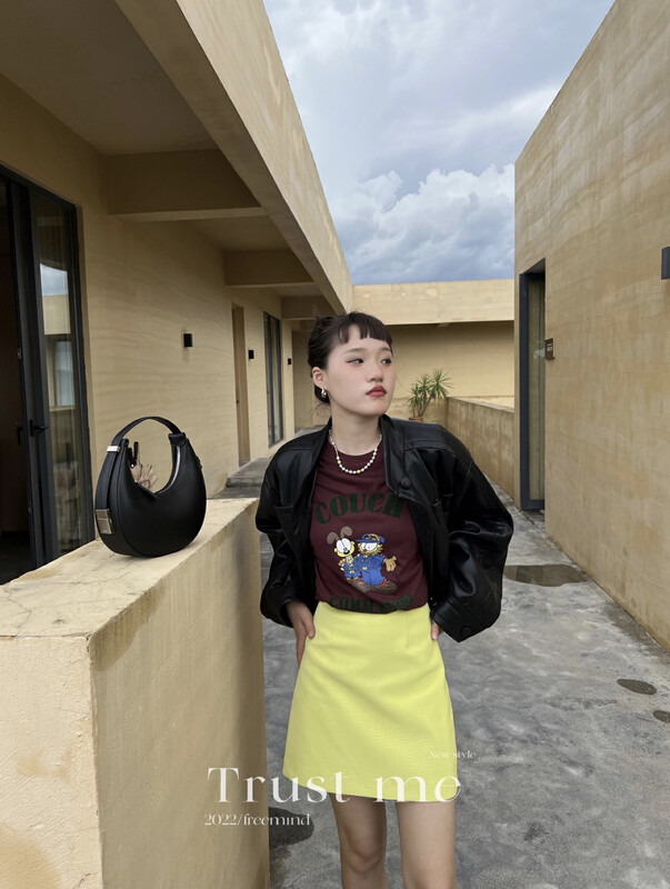 【TRUSTME】Retro Craft Leather Skirt 019-40055