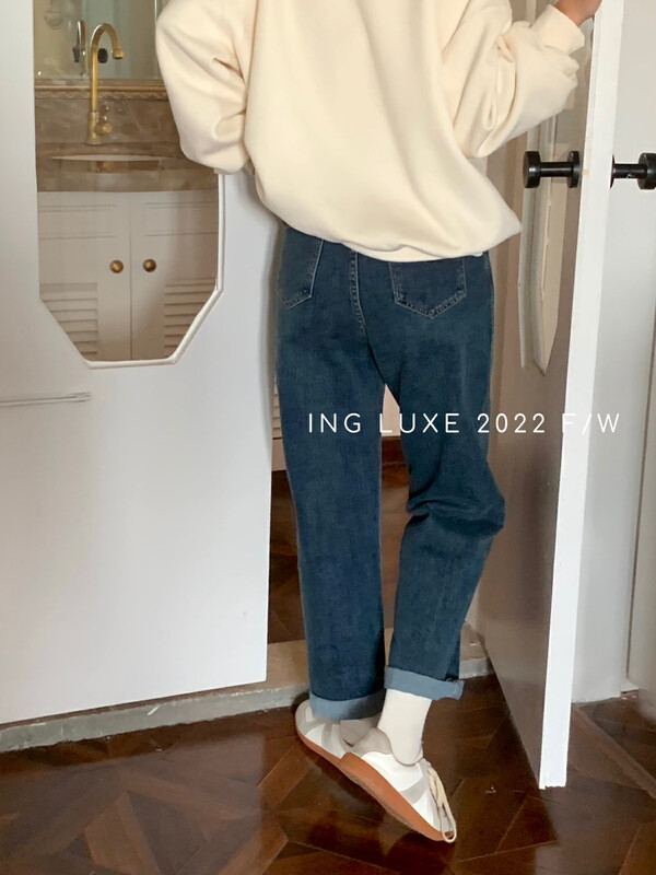 【ING】Vintage High Waist Straight Wide Leg Jeans 8180# FHX
