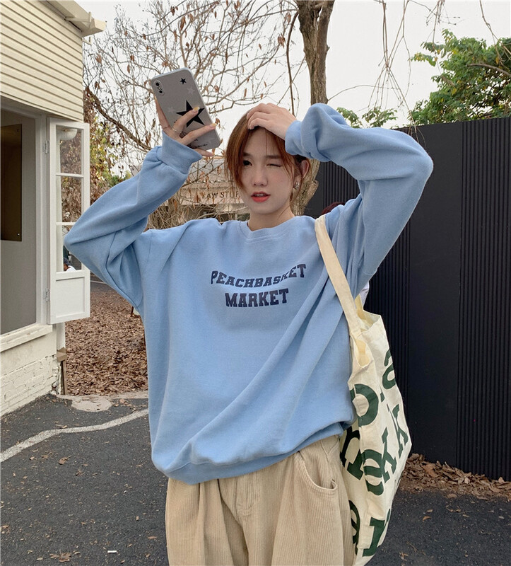 [Timely rain] Korean style ins lazy loose pullover threaded cotton sweater 17899# WPL