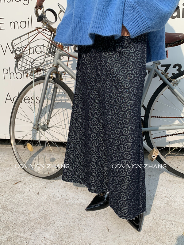 【CZ ZHANG】Retro Print High Waist Pack Hip Commuter Long A-Line Skirt 82389# JHY
