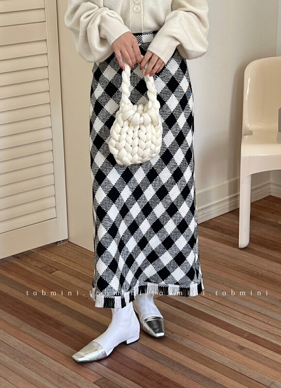 【TABMINI】Vintage Plaid Midi Skirt Q11446-M# WPL