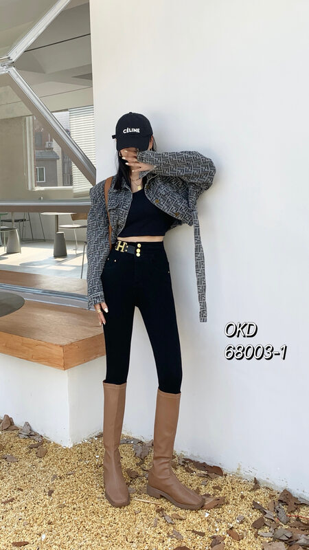 【OKD】High waist slim skinny jeans YS1-68003# GY