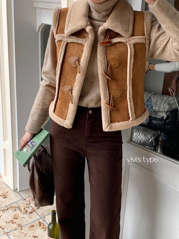 【VIVIS TYPE】 Korean design horn buckle lamb wool vest 7809# HJY