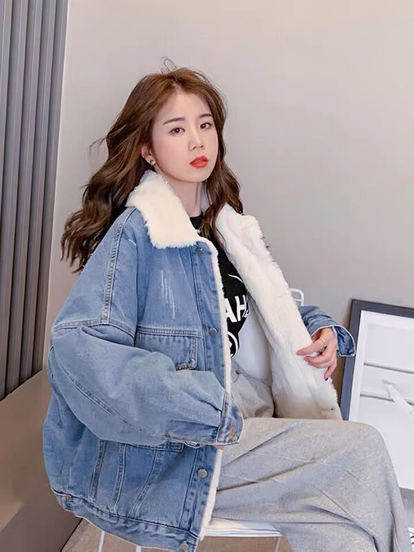 Original price 168.99! 【KIKI STUDIO】Korean style comfortable thickened denim jacket 7053# HJY