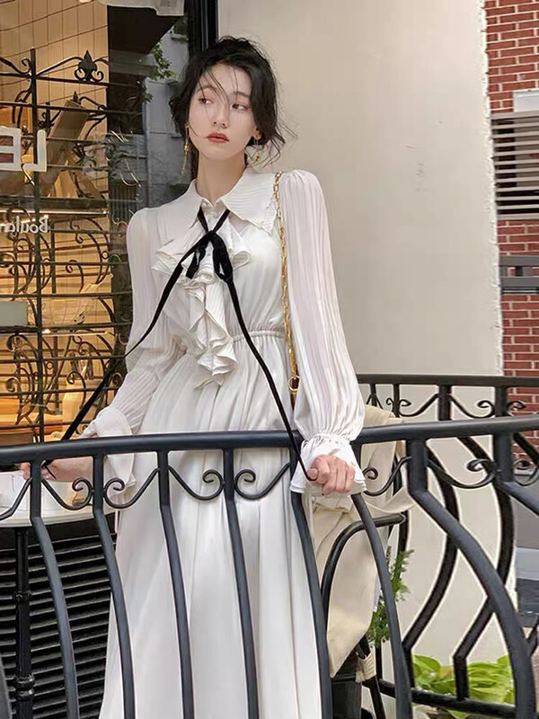 【KIKI STUDIO】Celebrity Lapel Dress (with Tie) 6997# HJY