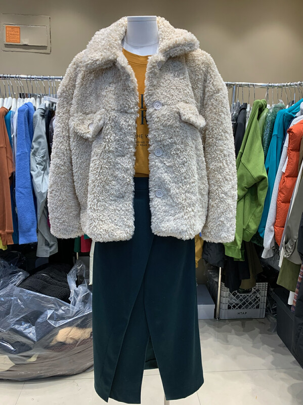 [TRUSTME] Faux lamb wool single-breasted short coat 21820