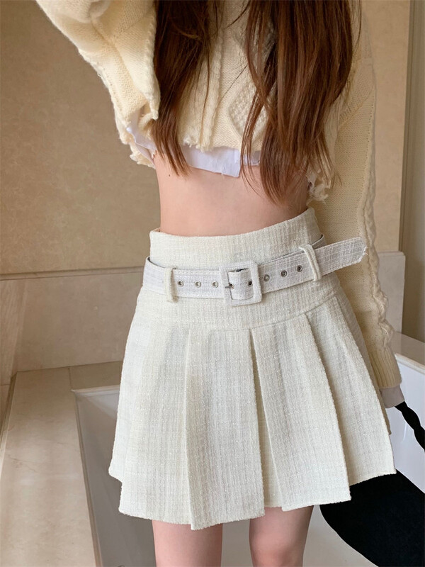 [Timely rain] Hanfeng ins all-match anti-glare high-waist skirt (with belt) 17705# WPL