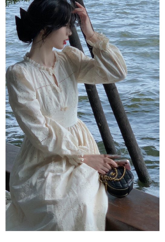New in autumn!【KIKI STUDIO】Temperament embroidered three-dimensional butterfly embroidery dress 6585# HJY
