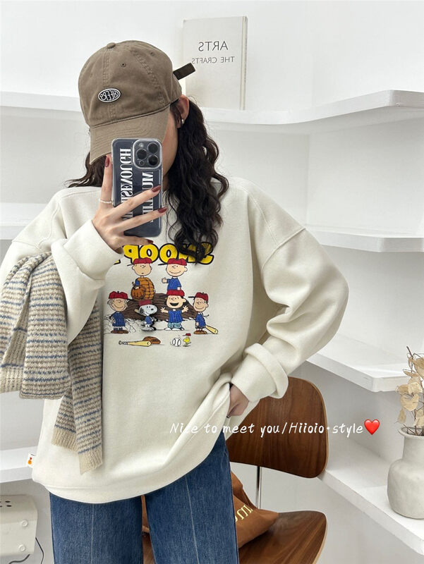 【HIIOIO】Cartoon Print Loose Casual Sweater 5656# LSL