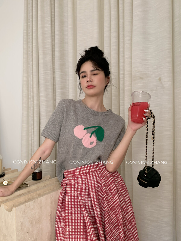 [CZ ZHANG] Cherry sweet lady (including wool) knitted sweater 92023