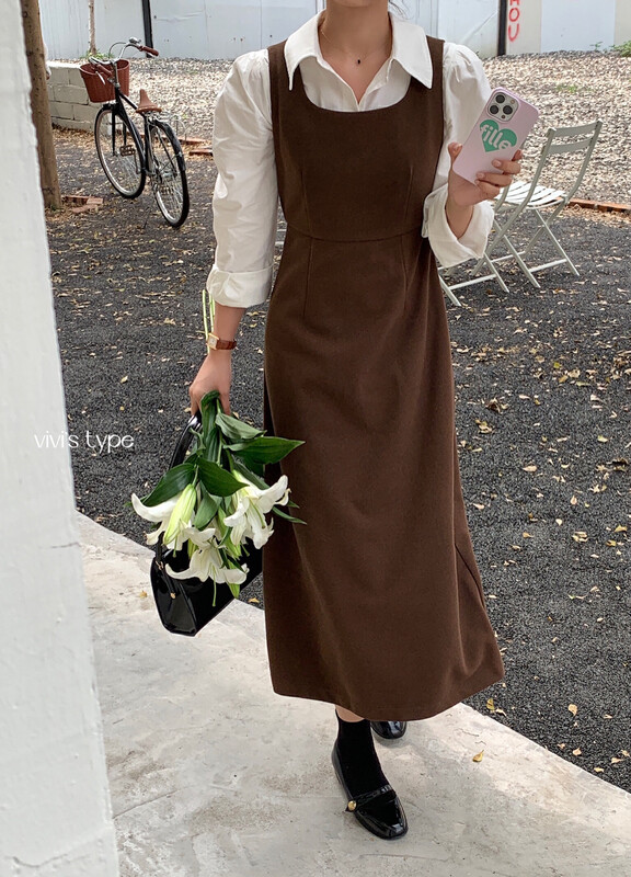 New in winter!【VIVIS TYPE】French brushed thick vest dress 5201# HJY