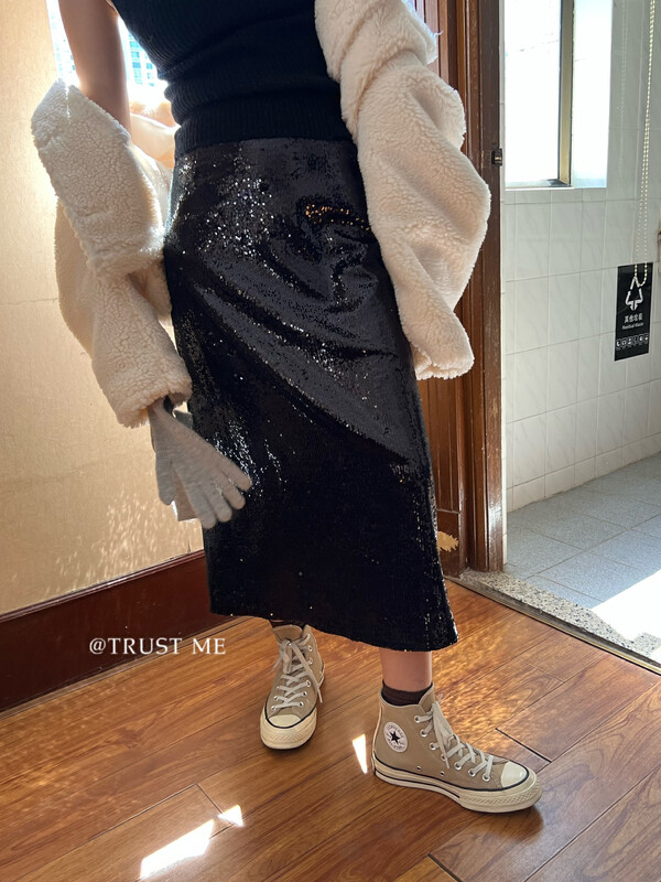 Original price 146.51! [TRUSTME] Korean fashion high street sequin skirt 111-40126