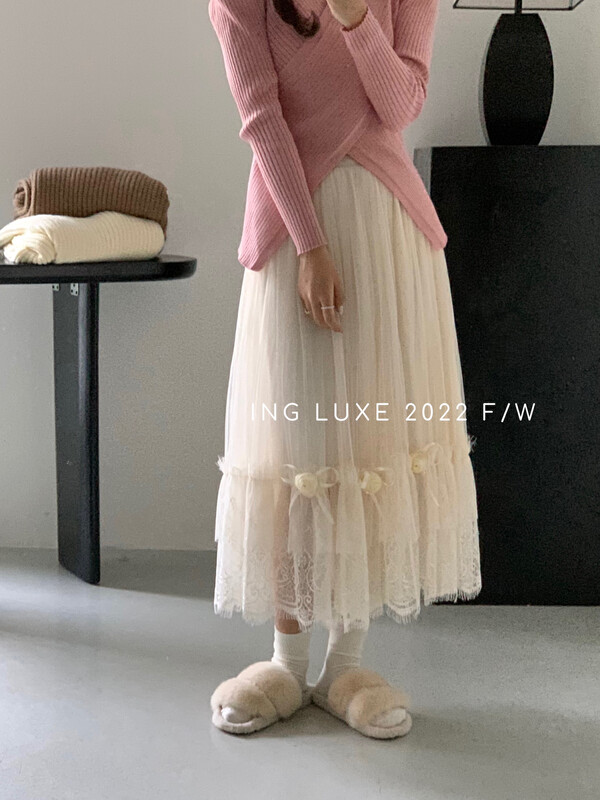 【ING】French Mesh High Waist Skirt ING-8283