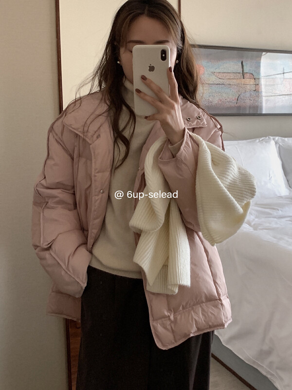 [6-UP] Korean version stand-up collar simple and versatile warm down jacket (including white duck down 90%) 69298# CQW