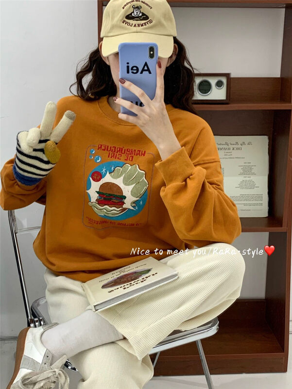 【RARA】Pattern Printed Lazy Retro Casual Sweater 97062# LSL