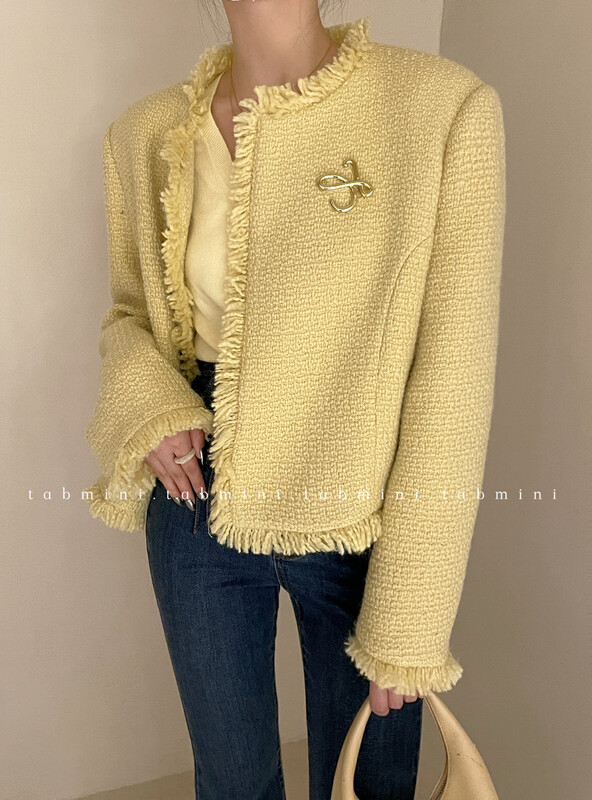 Autumn is new! [TABMINI] French lady style design tassel short coat (with brooch) Q11212-M# WPL