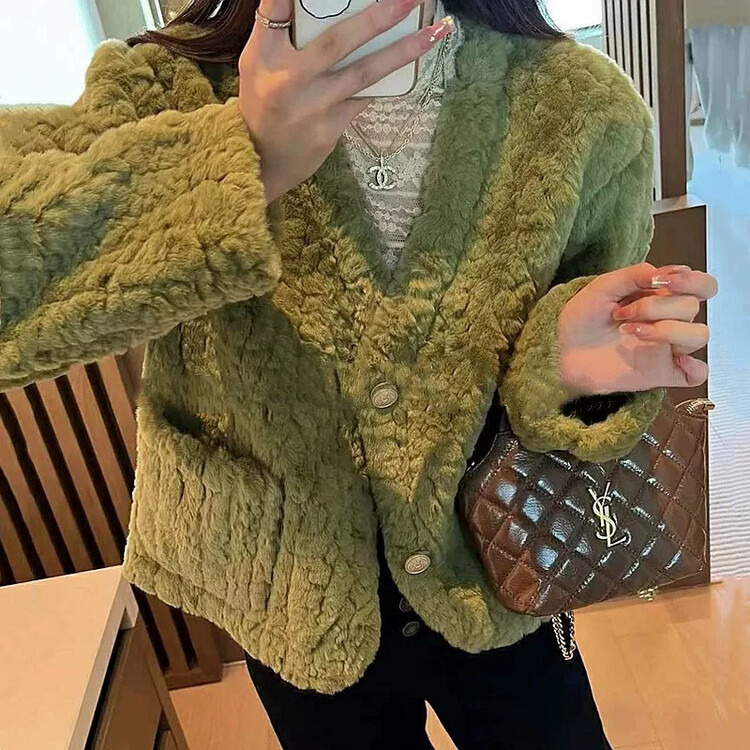 【KIKI STUDIO】Korean sweet furry short coat 7066# HJY