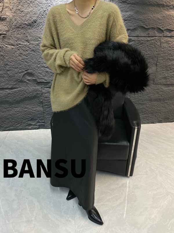 [Semi-plain] V-neck solid color lazy warm sweater 8937# ZJY