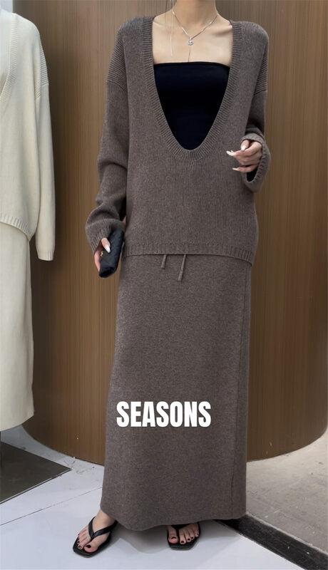 【SEASONS】High Waist Neat Comfortable All-match Skirt (50% Wool) 8910# WPL