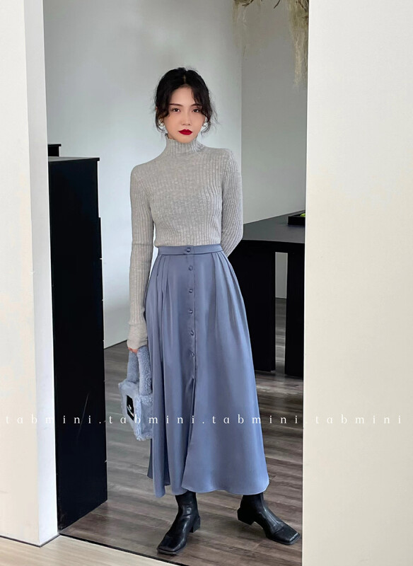 【TABMINI】Korean solid color all-match large swing skirt Q11518-F# WPL