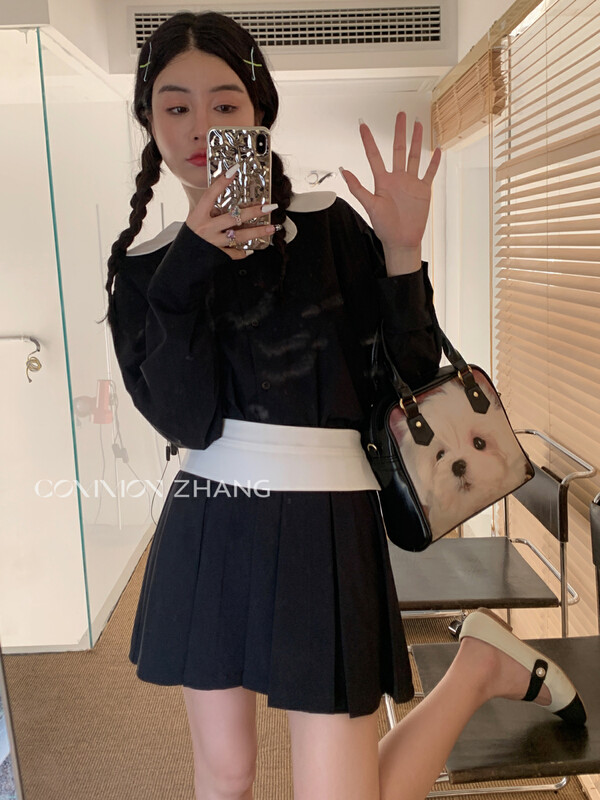 【CZ ZHANG】Sweet age-reducing petal large lapel loose shirt 82268# JHY
