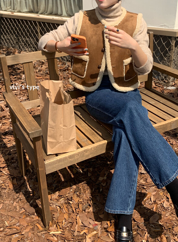 New for winter!  【VIVIS TYPE】Korean blogger deerskin velvet lamb fur vest 9721# HJY