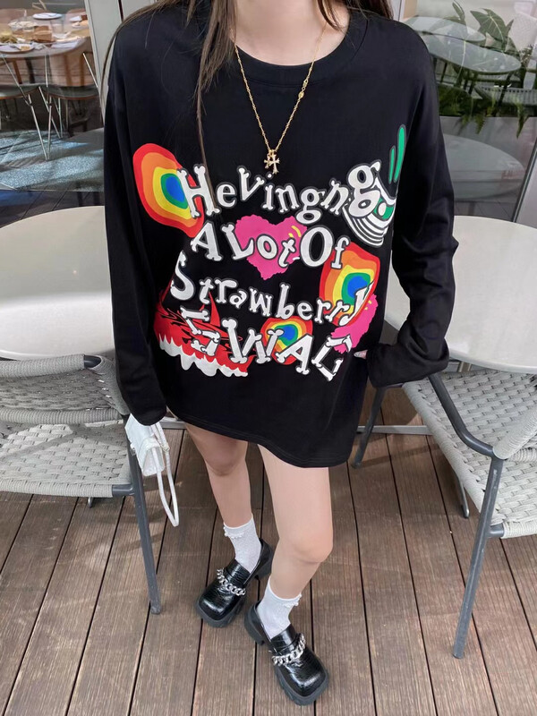 New for winter!  [YT] American retro graffiti letter long-sleeved T-shirt T51590# PCZ