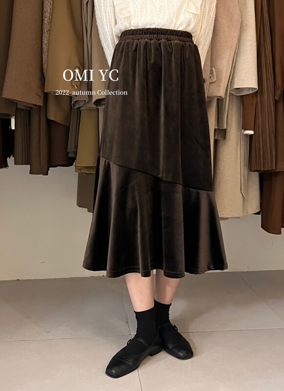 【O MI】 Thickened velvet fishtail skirt YS8211# FHX