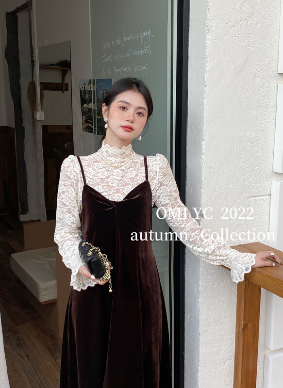 [O MI] Half turtleneck lace bottoming shirt bottoming shirt 88728