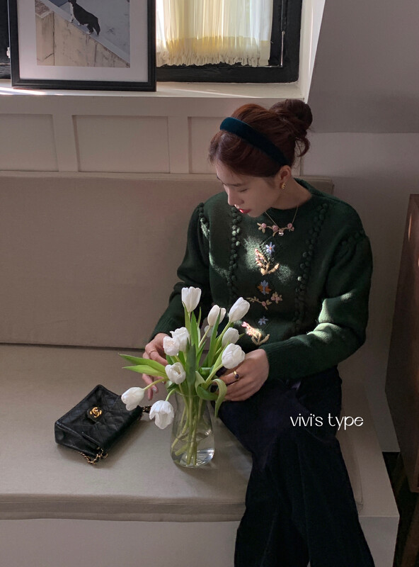【VIVIS TYPE】French retro hand-embroidered warm sweater 9351# HJY
