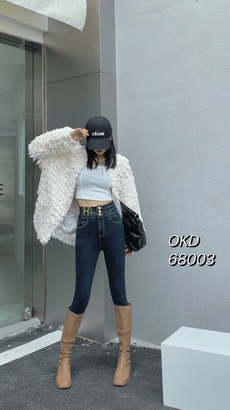 [OKD] Korean letter design waist jeans 68003# GY