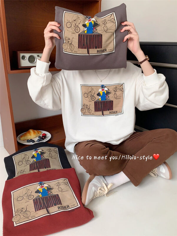 【RARA】Cartoon Print Casual Loose Sweater 97066# LSL