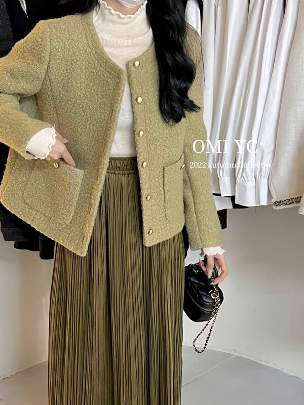 【O MI】Xiaoxiang style round neck thickened short coat 33219# FHX