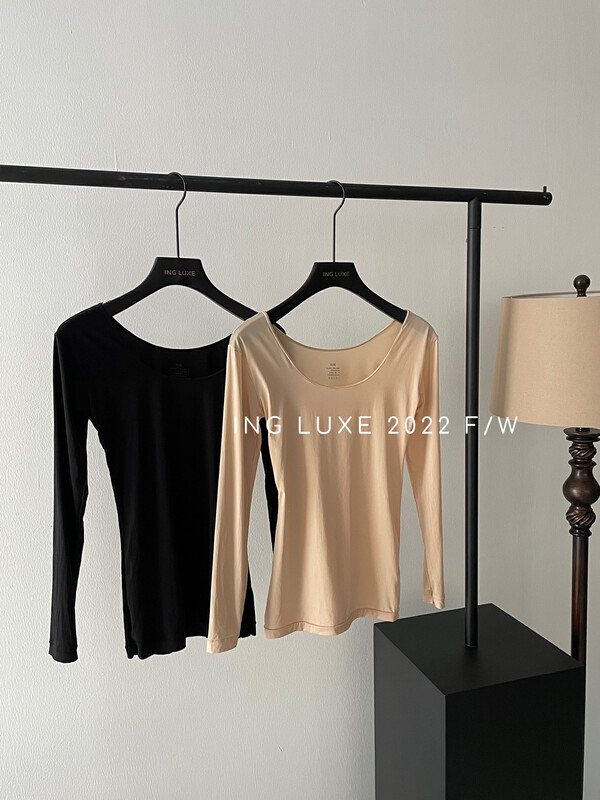 【ING】Beautiful skin seamless inner wear bottoming long-sleeved T-shirt 8272