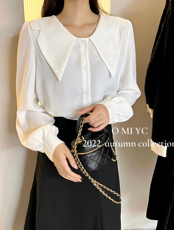 New in winter!【O MI】Korean all-match lapel doll collar shirt 88730# FHX