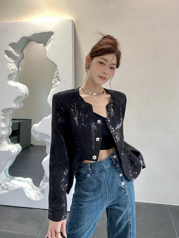 [BENYAN] lavame small fragrant sequin design coat short coat 6533