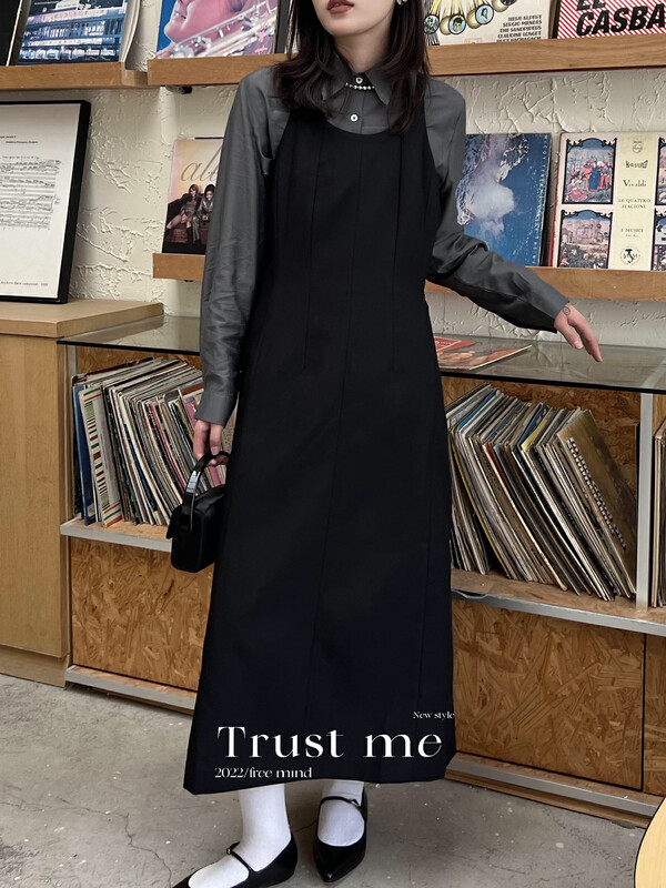 【TRUSTME】French retro solid color dress 40174# JHY